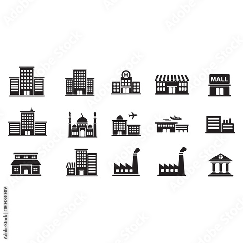Building icon set vector
