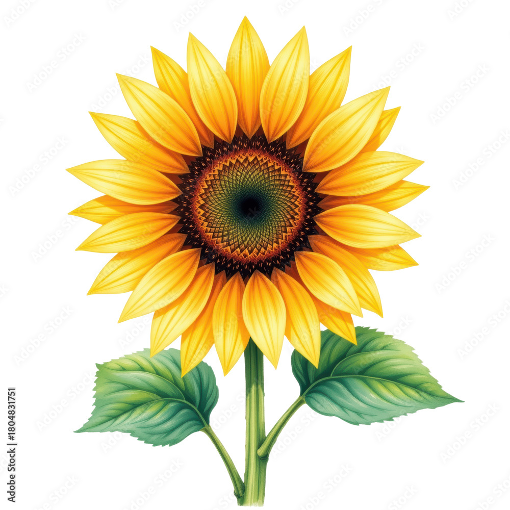 Fototapeta premium Vibrant sunflower bloom in nature colorful illustration bright environment detailed viewpoint