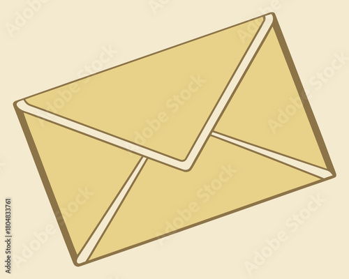 A closed yellow envelope with a light brown outline on a beige background
