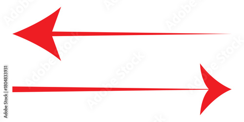 Two opposing red arrows pointing left and right on a white background.