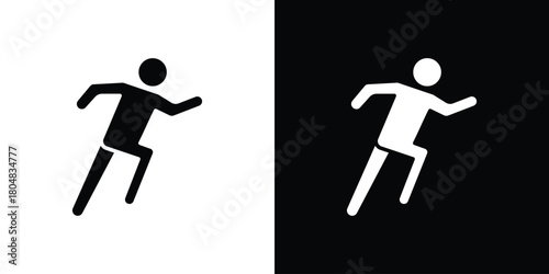 Running icons. Black flat icon pack isolated on white background.