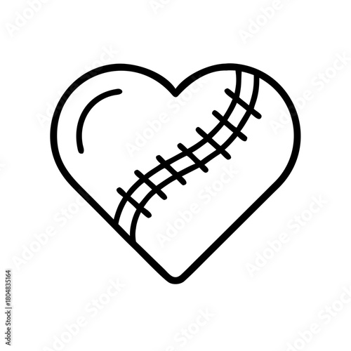 Stitched heart icon for creative and crafting projects