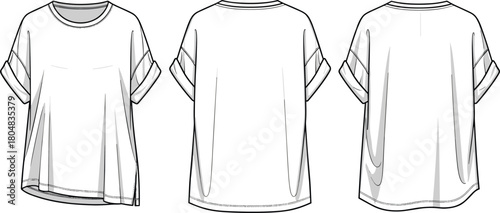 Two little girls standing confident pose silhouette, twin sisters wearing dresses and pigtails vector illustration isolated on white background.