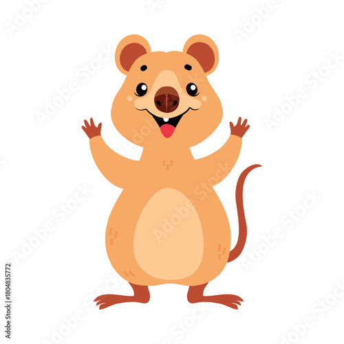 Cute Quokka Animal with Pretty Snout and Tail Vector Illustration
