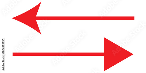 Two red arrows pointing in opposite directions left and right.
