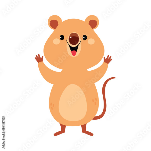 Cute Quokka Animal with Pretty Snout and Tail Vector Illustration