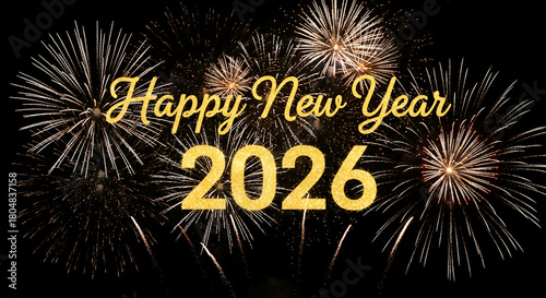 2026 fireworks numbers glowing celebration photo on dark sky