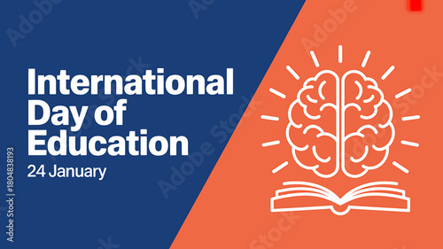 International day of education on 24 january with brain and book