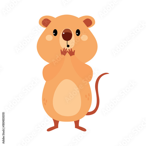 Cute Quokka Animal with Pretty Snout and Tail Vector Illustration