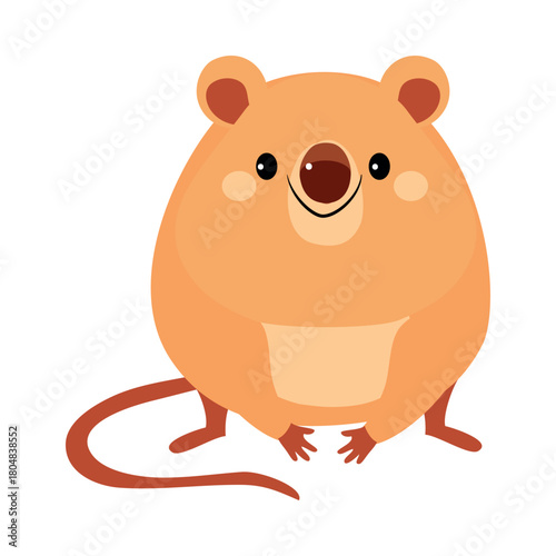 Cute Quokka Animal with Pretty Snout and Tail Vector Illustration