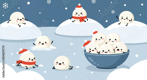 Cute Tangyuan Character Winter Solstice Vector Illustration