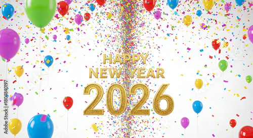 happy new year 2026 party with white background