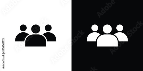 Users icons. Black flat icon pack isolated on white background.