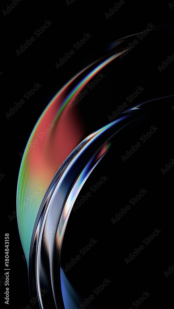 Obraz premium Abstract minimalist design, iridescent glass shape, vertical orientation, 3d render