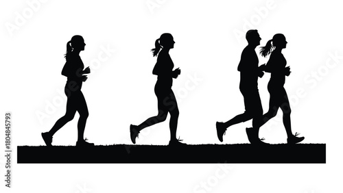 Running silhouettes isolated on white background, Vector