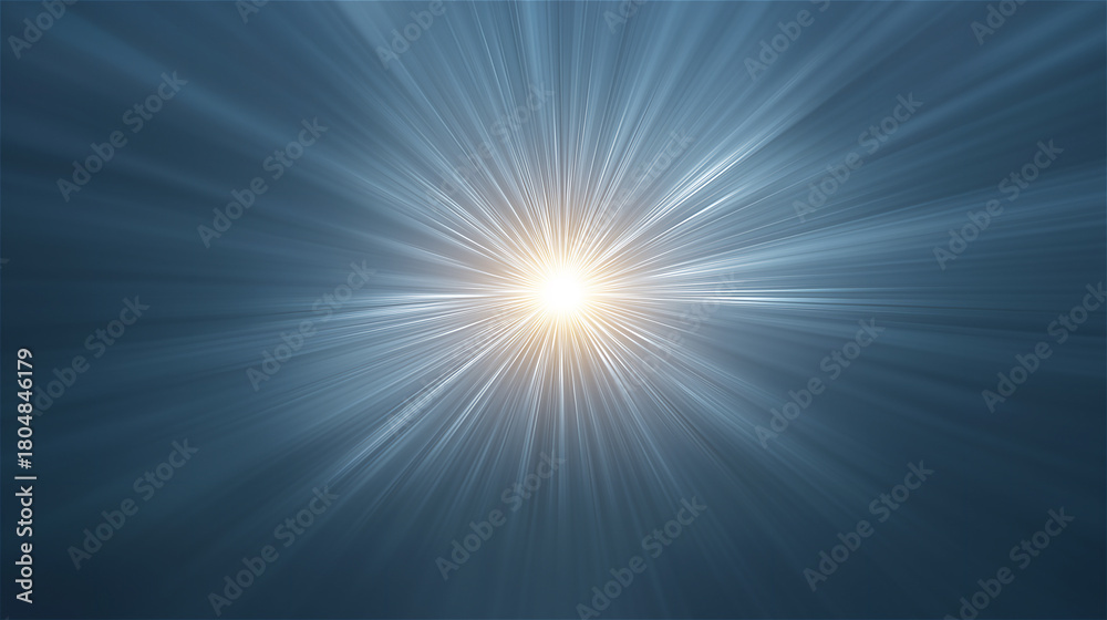 Obraz premium Abstract radiant light burst with bright center and dynamic blue rays, symbolizing energy, speed, technology and futuristic concept.