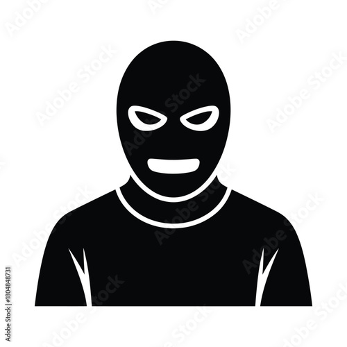 Silhouette of a person wearing a black ski mask