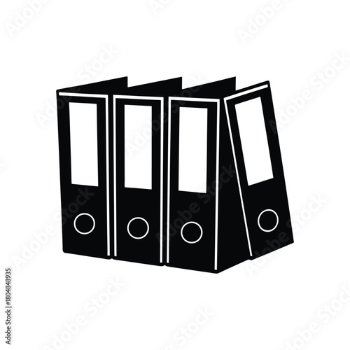 Four office binders standing up silhouette vector illustration