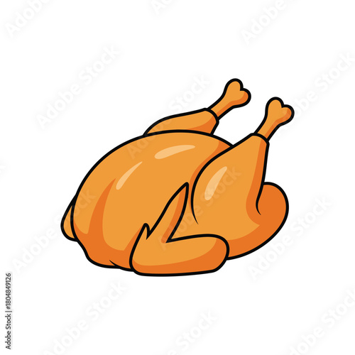 Roasted turkey colorful vector art illustration