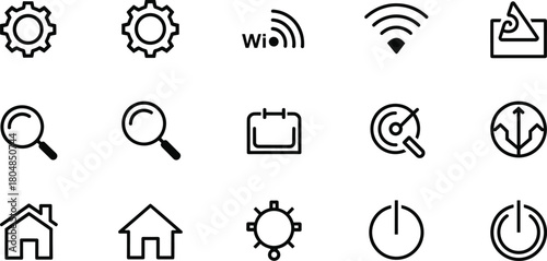 Minimal UI icon vector set, black-and-white editable symbols for apps and web interfaces, premium design