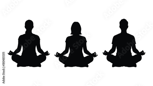 Meditation silhouettes isolated on white background, Vector