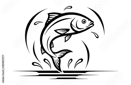 Fish jumping out of water isolated on