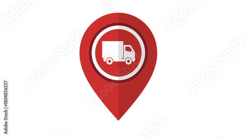 Free Download Delivery truck location pin icon for logistics and transportation app - GFXLoad
