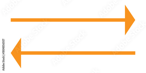 Two orange arrows pointing in opposite directions on a white background.