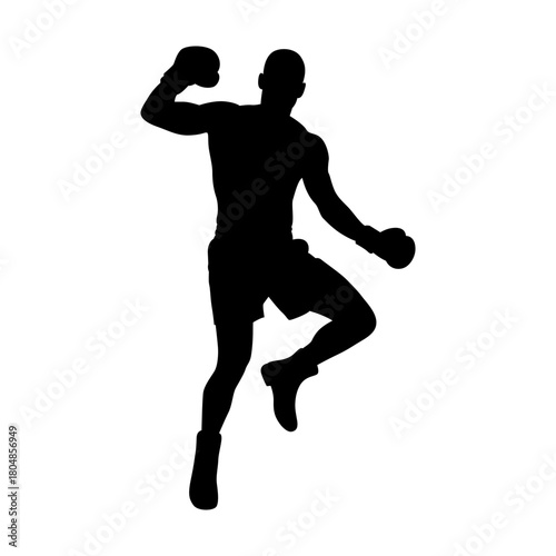 Silhouette of a male handball player in action throwing the ball during a game