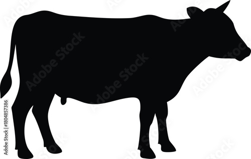 Black Silhouette of a Standing Cow animal farm