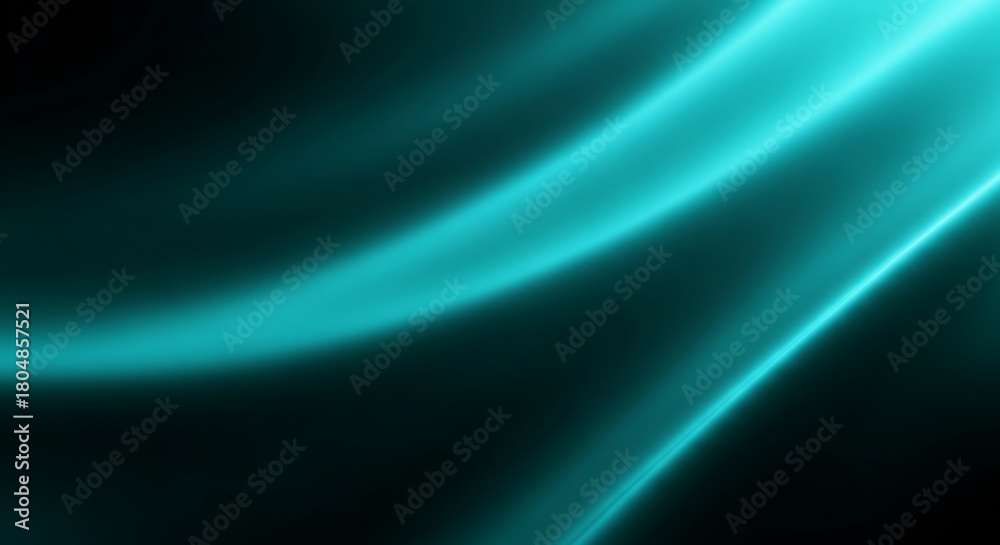 Fototapeta premium Abstract glowing turquoise light streaks on a dark background, fluid motion effect