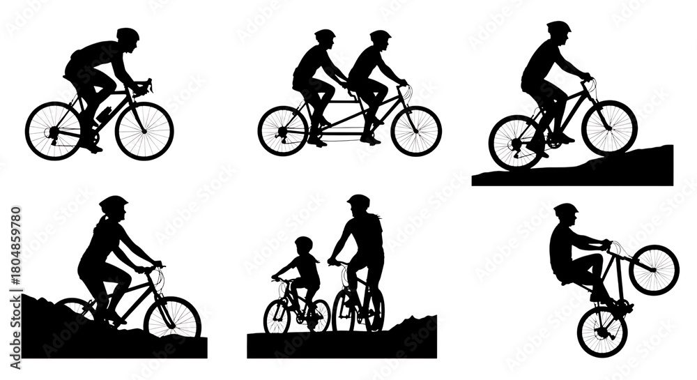 Fototapeta premium silhouette of a man riding a bicycle