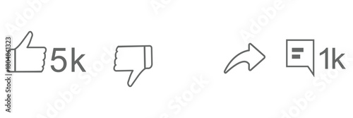 Abstract vector like ,dislike, comment, share icon set. Social network signs.	