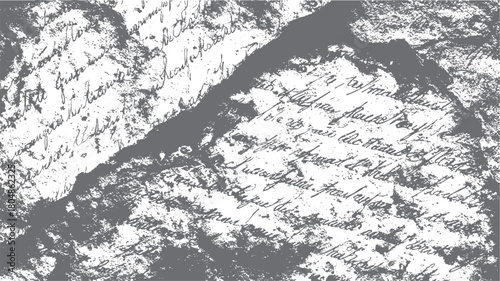 Abstract distressed grunge background with faded handwritten script in grey and white tones vector