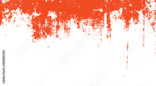 Abstract distressed orange paint splatters and streaks on a white background with grunge texture vector