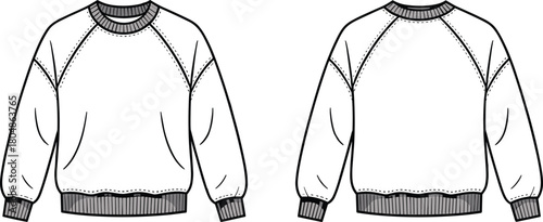 sweatshirt, pullover, crewneck, jumper, hoodie, sweater, apparel, garment, clothing, fashion, template, mockup, outline, sketch, design, vector, unisex, textile, fleece, outerwear