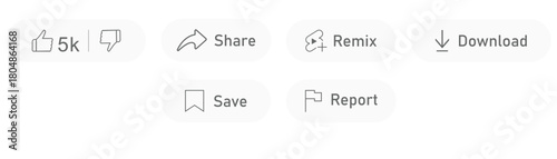 Social network signs. Abstract vector like, dislike ,save, remix, share icon set for your business.