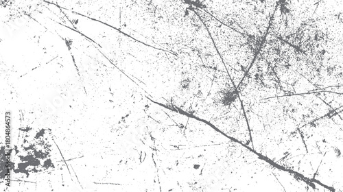 Abstract grey distressed grunge texture with scattered dots and linear scratches on white background