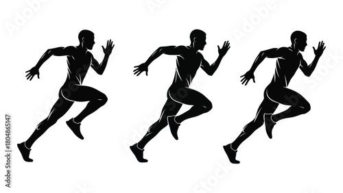 Running man silhouettes isolated on white background, Vector