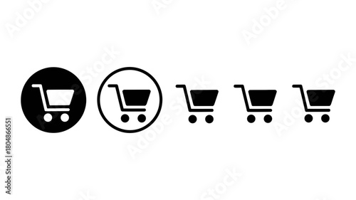 Various shopping cart icon designs vector collection for e-commerce, online retail, mobile applications, and digital business marketing use.