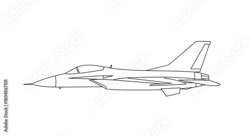Line drawing of a modern military fighter jet in side profile, showcasing its sleek design and aerodynamic features.