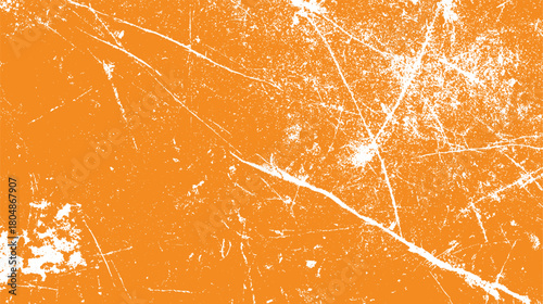 Bright orange background with white distressed scratches and speckles creating a grunge texture effect