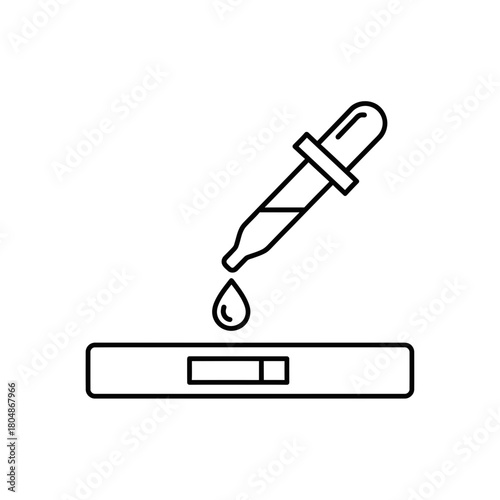 Medical Dropper Test Kit Icon – Diagnostic Sample Drop Line Art Vector