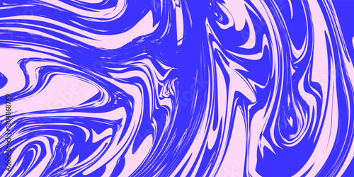 Blue Wavy Lines Abstract Background in Trendy Retro Psychedelic Style. Twisted, Swirled, and Distorted Vector Texture Pattern