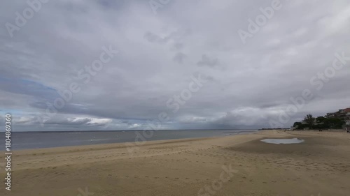 Cloudiness over  sandy coast. Arcachon, Bordeaux, France