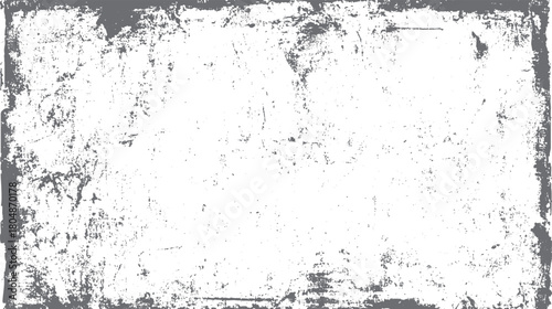 Distressed grey grunge texture background with rough edges and scattered speckles on white vector