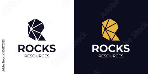 Rocks Resource Logo Minning Digging 3D "R" Letter.