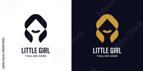 Little Girl Logo Application App Simple Minimalist