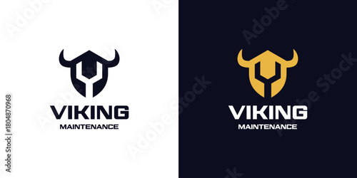 Viking Maintenance Logo. Viking helmet + Wrench