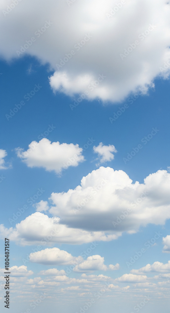 Naklejka premium sky, clouds, blue sky, realistic, nature, atmosphere, daylight, weather, fluffy clouds, calm, environment, scenic, peaceful, outdoors, bright sky